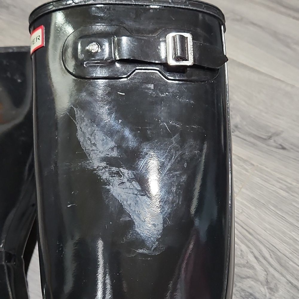 GUC Hunter High Gloss Black Tall Knee High Rubber Rain Boots - Picture 6 of 10